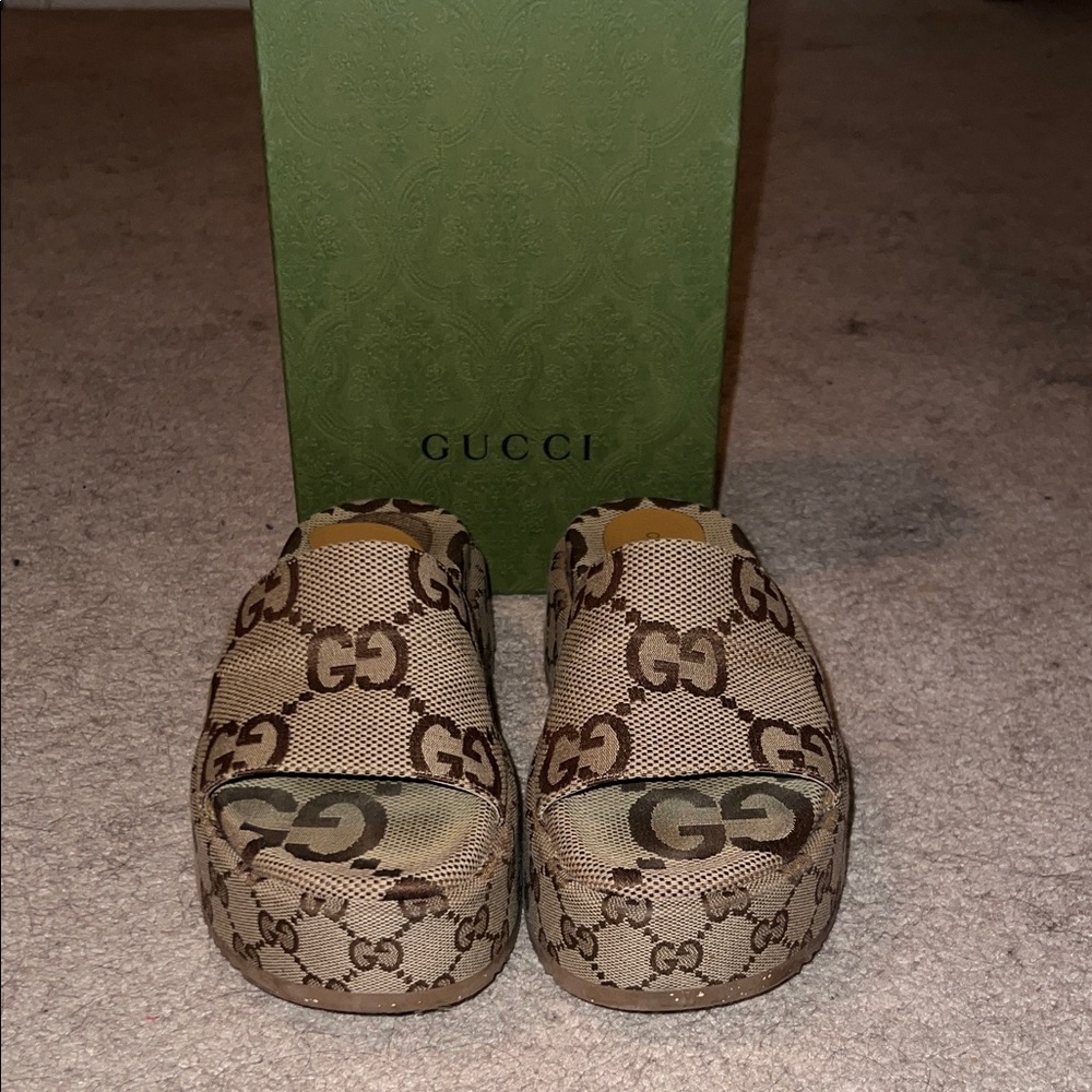 Gucci Tan GG Monogram Sandals